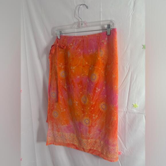 Y2K Beach Gypsy Tie Dye-esque Celestial Sunset Goddess Boho Wrap Skirt S/M - Picture 2 of 12